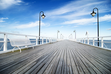 wooden pier in Gdynia, Orlowo, Poland