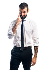 Fototapeta premium Businessman showing something