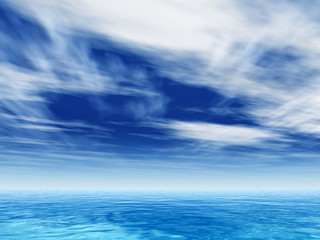 Fototapeta na wymiar Conceptual sea or ocean water waves and sky cloudscape
