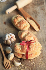 Bread garlic with sesame