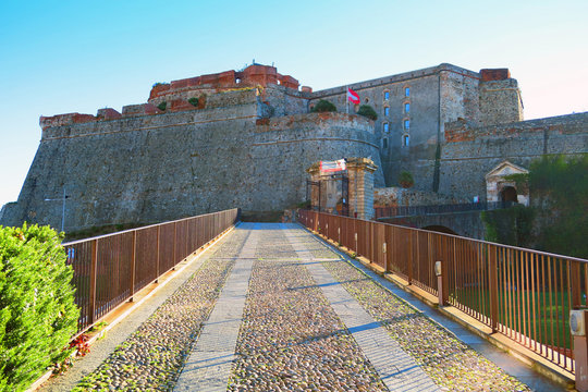 Access to the Priamar fortress in Savona, Liguria, Italy