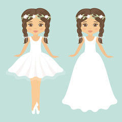 girl ballerina and girl in white dress