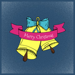 Cartoon Style Christmas Bells Hand Drawn Greetings Card
