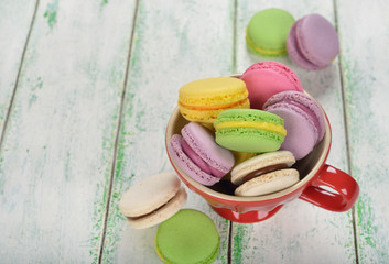 Multicolored macaroon cookies