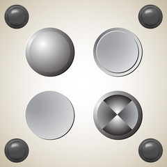 Set of blank grey buttons