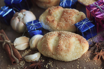 Bread garlic sesame yule