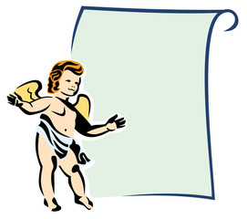 Colorful Valentine background with Cupid