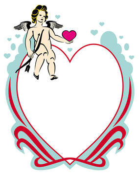 Colorful Valentine background with Cupid