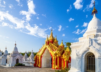 Fototapeta premium Myanmar, Mandalay, the Shwenandaw Kyaung golden pagoda sanctuary.