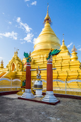 Fototapeta premium Myanmar, Mandalay, the Shwenandaw Kyaung golden pagoda sanctuary.