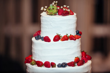 White Wedding Cake with fruits