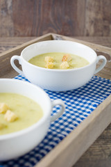 Zucchini soup with onion, garlic and potatoes