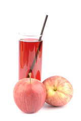 Apple juice on white background