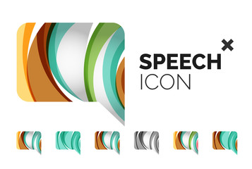 Set of abstract speech bubble and cloud icons, business logotype concepts, clean modern geometric design