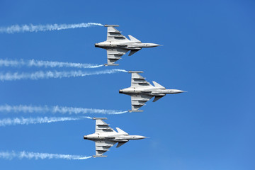  F16 Gripen and August 1st Aerobatic team pilots