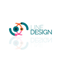 Vector swirl and circles outline minimal abstract geometric logo