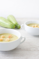 Zucchini soup with onion, garlic and potatoes