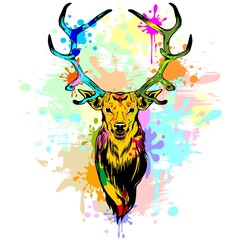 Obraz premium Deer PopArt Dripping Paint