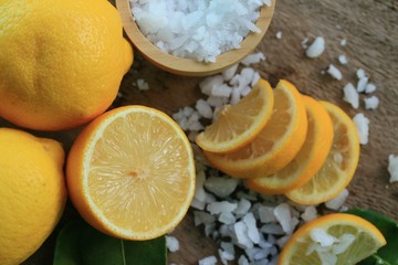fresh lemon with salt