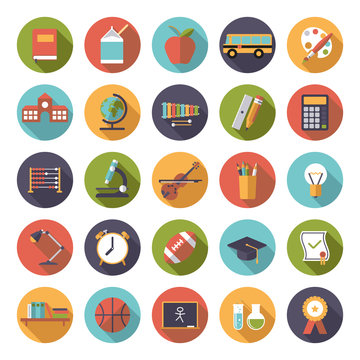 Education Flat Design Vector Icons Collection