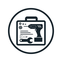 Suitcase with tools icon