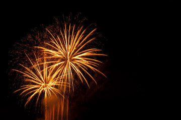 fireworks new year orange gold red  - obrazy, fototapety, plakaty