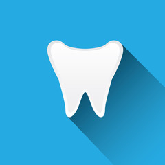 Tooth icon with long shadow. 