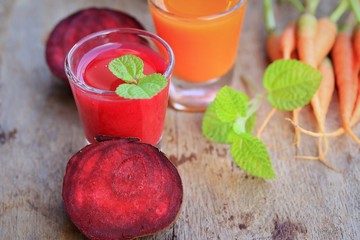 mix beetroot and carrot juices