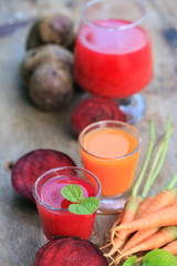 mix beetroot and carrot juices