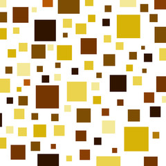 Brown, yellow and orange squares on white.