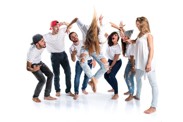 People dancing street dance
