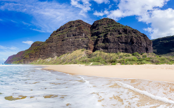 Empty Sand And Cliffs Polihale Beach