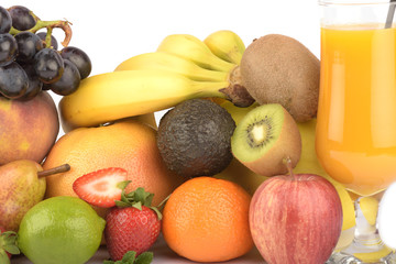 Assortment of exotic fruits isolated on white