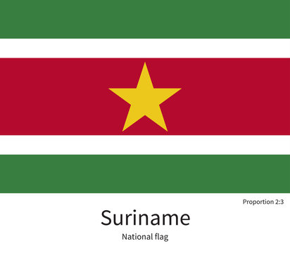 National flag of Suriname with correct proportions, element, colors