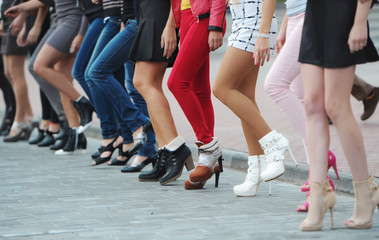 Competition among young girls run in heels