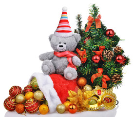 Christmas composition with toys and gifts