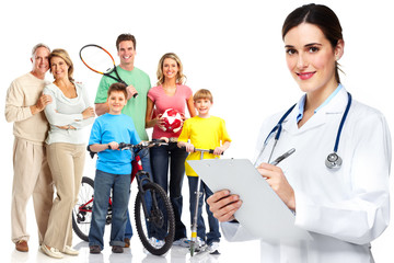 Medical family doctor and patients. 