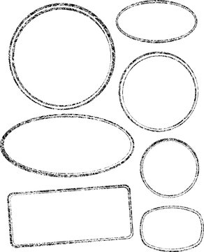 Set of seven grunge vector templates for rubber stamps.