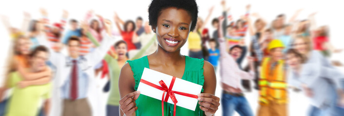 Young African american girl with envelope.