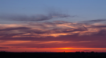 Colorful sunset with clouds