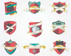 set of 9 shield badges design template