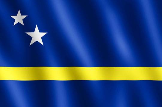 Flag of Curacao waving in the wind