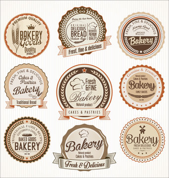 Bakery retro vintage badges collection