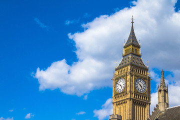 Close-up of the clock face of Big Ben, London