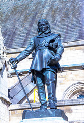 Oliver Cromwell - 1899 statue by Hamo Thornycroft  in front of Palace of Westminster (Parliament),...