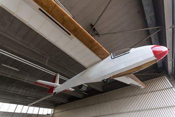 sailplane on hangar roof