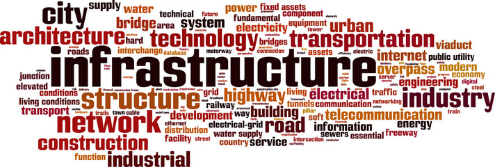 Infrastructure word cloud concept. Vector illustration