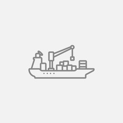 Cargo container ship line icon.