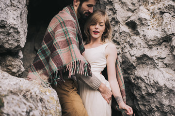 loving couple in the mountains