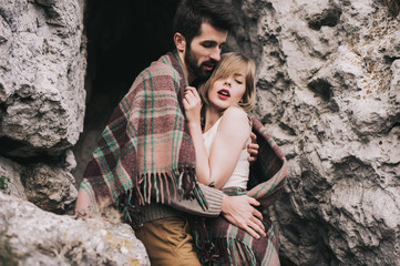 loving couple in the mountains